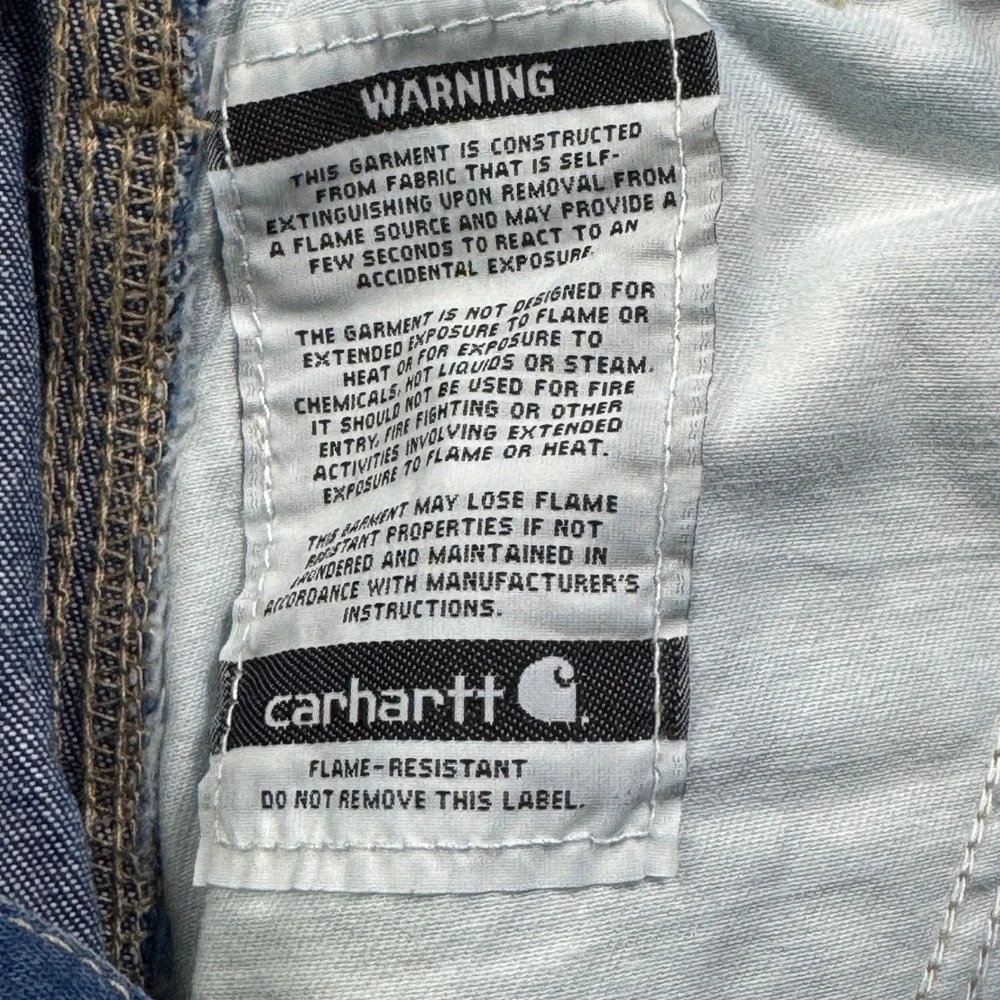 Carhartt FRB13-DNM Mens Flame Resistant Denim Carpenter Jeans Blue 34x30 CAT 2